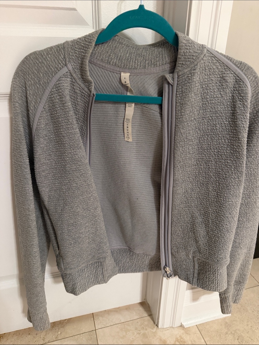 lululemon athletica Light Gray Zip-Up Textured Cardigan